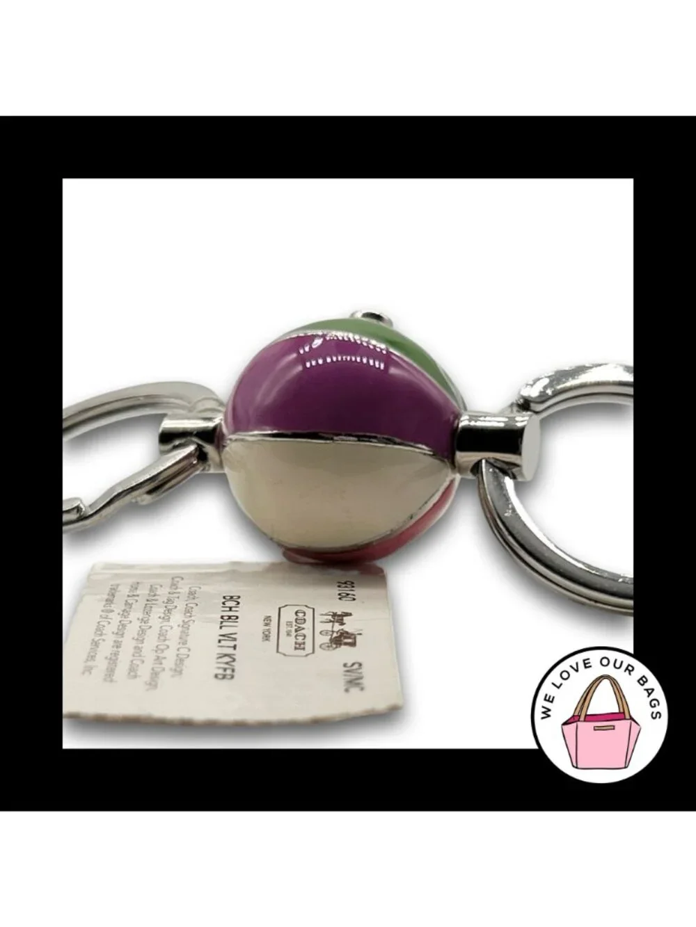 NWT COACH LEGACY Stripe Beach Ball Valet Keychain Bag Charm Hang Tag Fob 93160